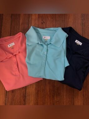 Greg Norman Collection Women's Polo Tops - Coral, Aqua, Navy